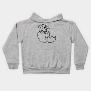 Cute Dog Hatching from Egg Outline Kids Hoodie